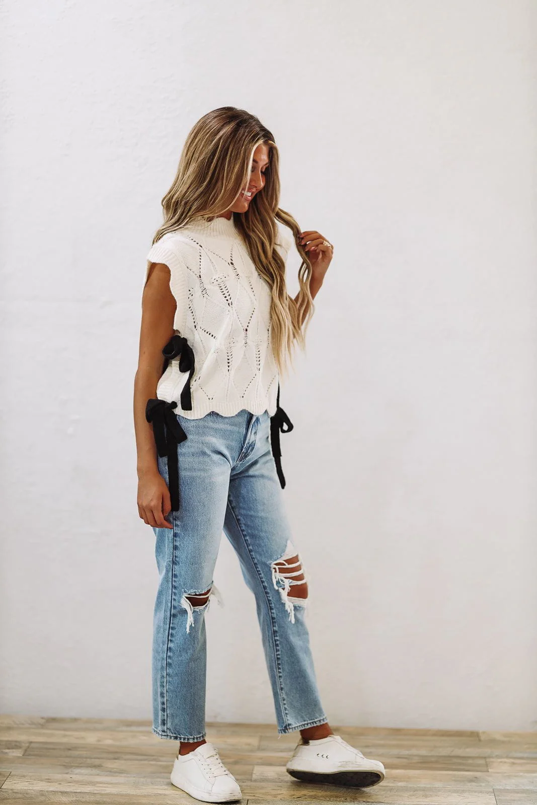 Radiate Beauty Crop Sweater - Cream and Black - Image 7