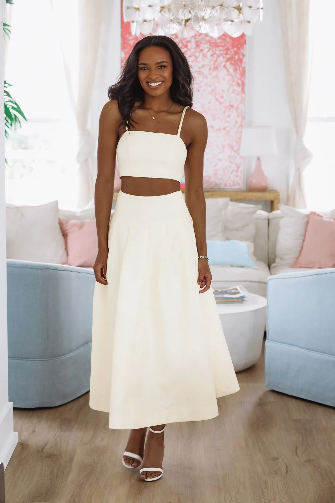 The Keeper Crop Top and Midi Skirt Set - Yellow - Image 4